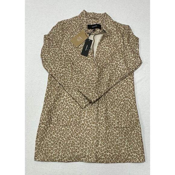 VERO MODA COAT WOMENS MEDIUM ANIMAL PRINT FLEECE LONG CARDIGAN COAT LEOPARD NWT - Picture 1 of 13